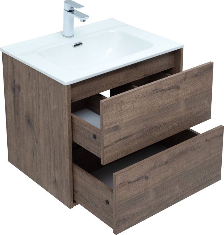 Тумба с раковиной Aquanet Lino 60 дуб веллингтон, Flat 60