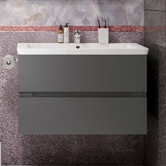 Тумба с раковиной Art&Max Techno подвесная, 90, смоки софт