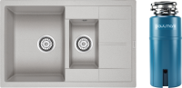 Комплект Мойка Paulmark Flugen 60/1,5 PM237850-GR серый + Измельчитель Intenso