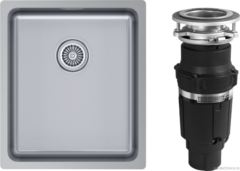 Комплект Мойка Paulmark Vista PM904438-BS брашированная нержавеющая сталь + Измельчитель Bone Crusher BC 610-AS