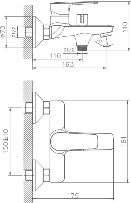 Смеситель для ванны с душем Haiba HB60563