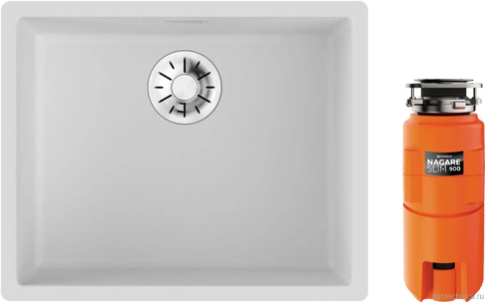 Комплект Мойка Omoikiri Yamakawa 55-Integra-WH белая + Измельчитель Nagare slim 900