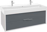 Мебель для ванной комнаты Jacob Delafon Vivienne 120 белая блестящая, серый матовый, раковина белая