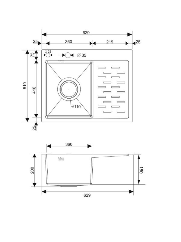Мойка кухонная РМС MRK-6350L c дозатором, нержавеющая сталь