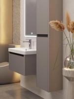 Тумба с раковиной Dreja Luxury 70 подвесная, серый базальт