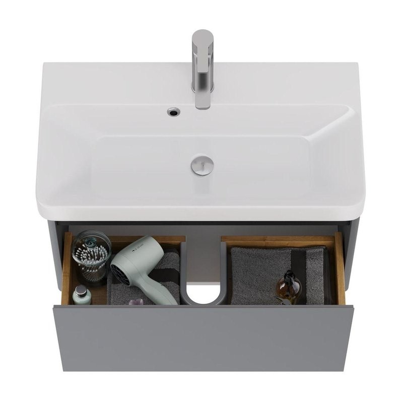 Тумба с раковиной Dreja Luxury 70 подвесная, серый базальт