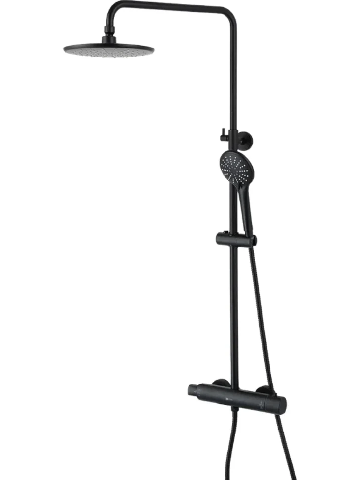 Душевая стойка Lemark Bronx LM3770BL c термостатом, черная
