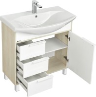 Тумба с раковиной AQUATON Рико 80 белая, ясень фабрик