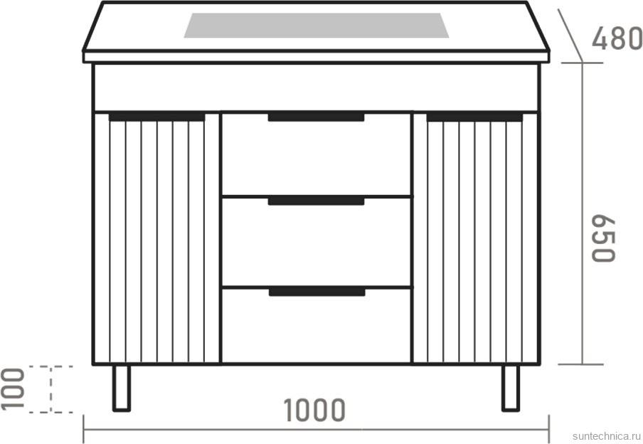 Тумба с раковиной Brevita Enfida 100 напольная, белая