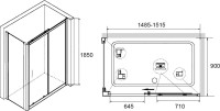 Душевой уголок RGW Classic CL-48B+90 см (148,5x151,5)x90x185 профиль черный, стекло прозрачное