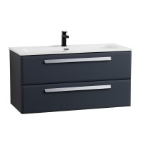 Тумба с раковиной Cezares Eco Cer-N 100 grafito, раковина Eco 100, ручки сатин