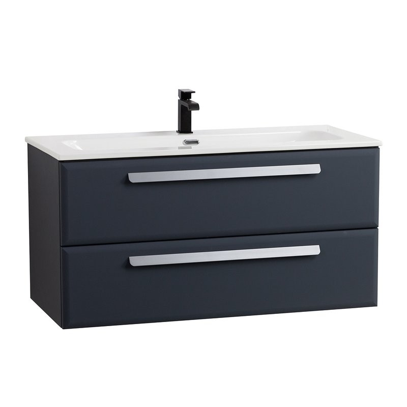 Тумба с раковиной Cezares Eco Cer-N 100 grafito, раковина Eco 100, ручки сатин