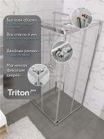 Душевой уголок Triton 100x100 см, без поддона, профиль хром, стекло прозрачное