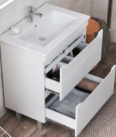 Тумба с раковиной Vigo Grani 60 напольная, 2 ящика, белая