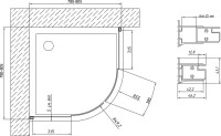 Душевой уголок Vegas Glass ZS 80 01 10 профиль белый, стекло сатин