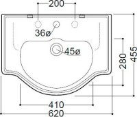 Раковина Kerasan Retro 103001D 62 см, встраиваемая, 3 отв.
