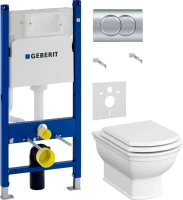 Комплект Унитаз подвесной VitrA Valarte + Крышка 124-003-009 с микролифтом + Инсталляция Geberit Duofix Delta 458.149.21.1 с кнопкой смыва, хром + Звукоизоляция