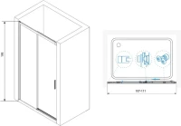 Душевой уголок RGW Leipzig LE-12B+80 см (107-111)x80x195 профиль черный матовый, стекло прозрачное