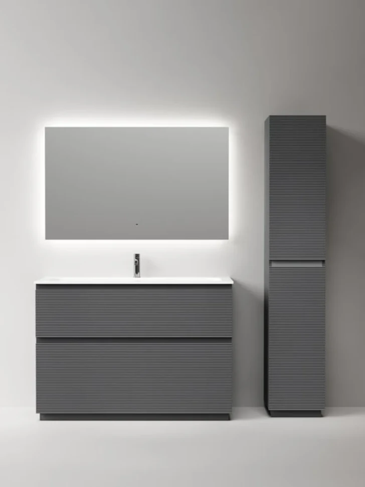 Мебель для ванной комнаты Sancos Folk Floor 120 напольная, grey soft, раковина CN7017