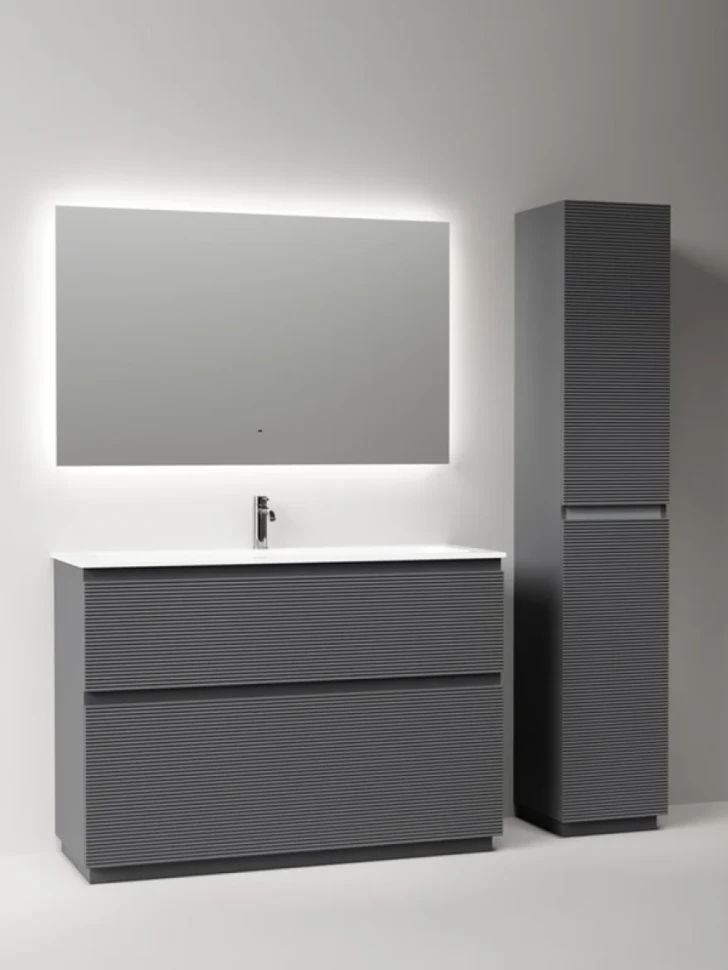 Мебель для ванной комнаты Sancos Folk Floor 120 напольная, grey soft, раковина CN7017