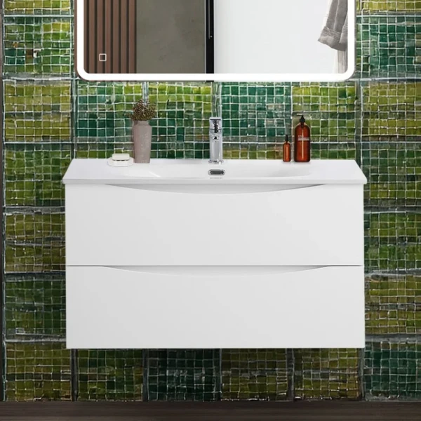 Тумба с раковиной BelBagno Marino-cer-n 90 подвесная, bianco lucido