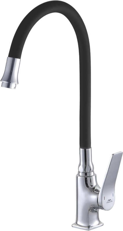 Смеситель для кухни Fashun A4186-7 с гибким изливом, хром, черный