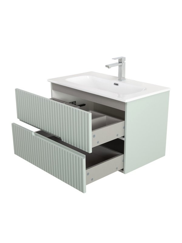 Мебель для ванной комнаты Cezares Duet-n 80 подвесная, 2 ящика, жемчужная зеленая