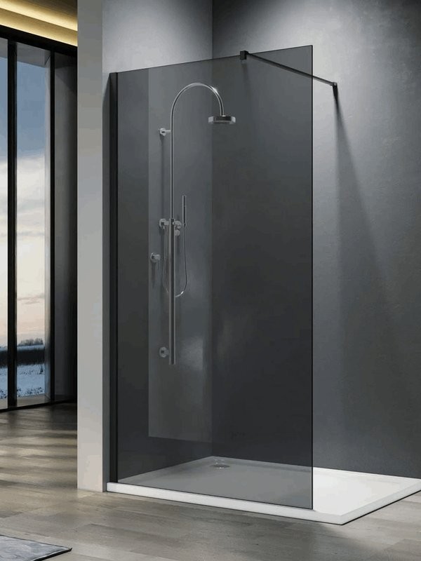 Душевая перегородка Parly T80G 80 см, профиль матовый черный, стекло тонированное