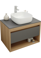 Тумба с раковиной Teymi Ritta 75 дуб эврика, матовый графит, раковина Solli 41