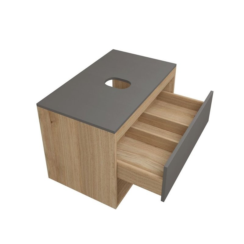 Тумба с раковиной Teymi Ritta 75 дуб эврика, матовый графит, раковина Solli 41