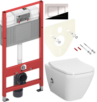 Комплект Унитаз подвесной VitrA Integra Square 7082B003-7209 с функцией биде + Крышка Integra Square 191-003-009 с микролифтом + Инсталляция TECE Now 9400412 4 в 1 с кнопкой смыва