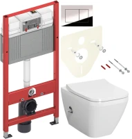 Комплект Унитаз подвесной VitrA Integra Square 7082B003-7209 с функцией биде + Крышка Integra Square 191-003-009 с микролифтом + Инсталляция TECE Now 9400412 4 в 1 с кнопкой смыва