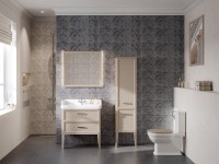 Шкаф пенал для ванной KERAMA MARAZZI Pompei 150 камео бежевый глянцевый