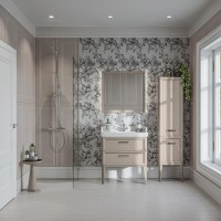 Шкаф пенал для ванной KERAMA MARAZZI Pompei 150 камео бежевый глянцевый