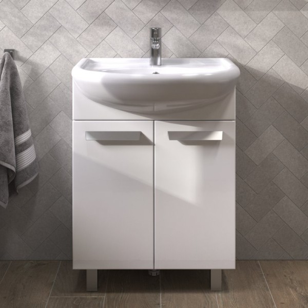 Тумба с раковиной Vigo Hoska 60 2 дверцы, белая, с раковиной Балтика