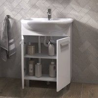 Тумба с раковиной Vigo Hoska 60 2 дверцы, белая, с раковиной Балтика