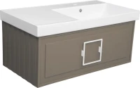 Тумба с раковиной La Fenice Cubo 90 R подвесная, cappuccino, ручка белая, раковина Cubo 90 R