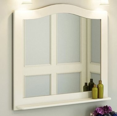 Зеркало Comforty Монако 100 с полкой, белый глянец