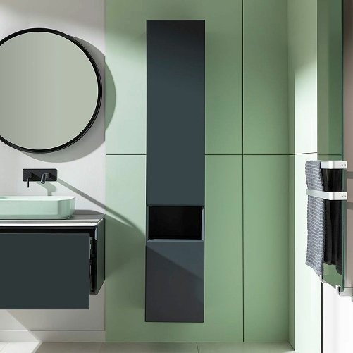 Шкаф пенал для ванной Allen Brau Infinity 35 R подвесной, антрацит матовый