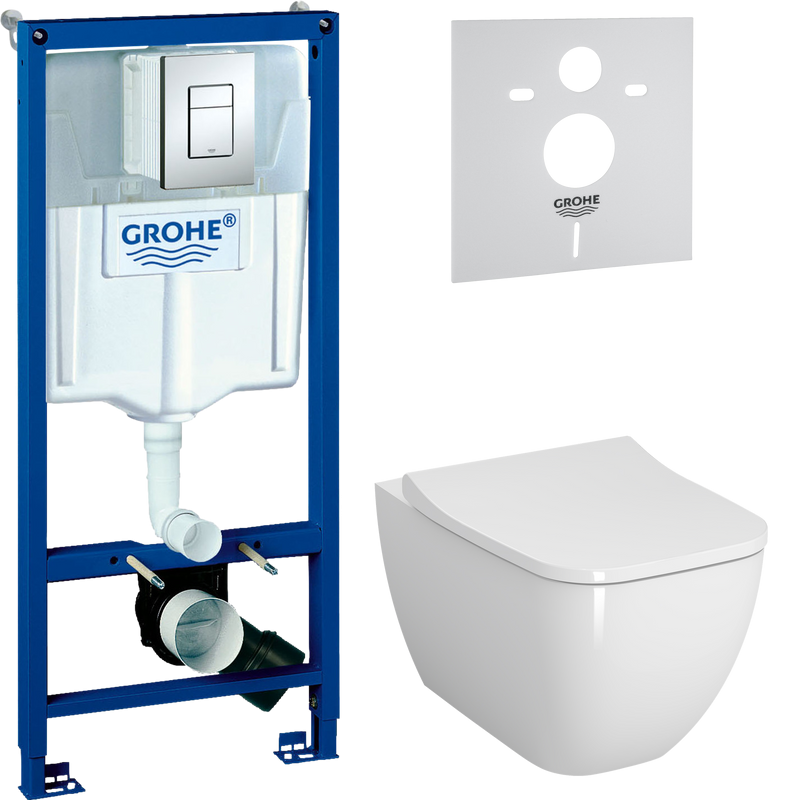 Комплект Унитаз подвесной VitrA Shift 7742B003-0075 белый глянцевый + Крышка Integra Square 191-003-009 с микролифтом + Инсталляция Grohe Rapid SL 38772001 3 в 1 с кнопкой смыва + Звукоизоляция
