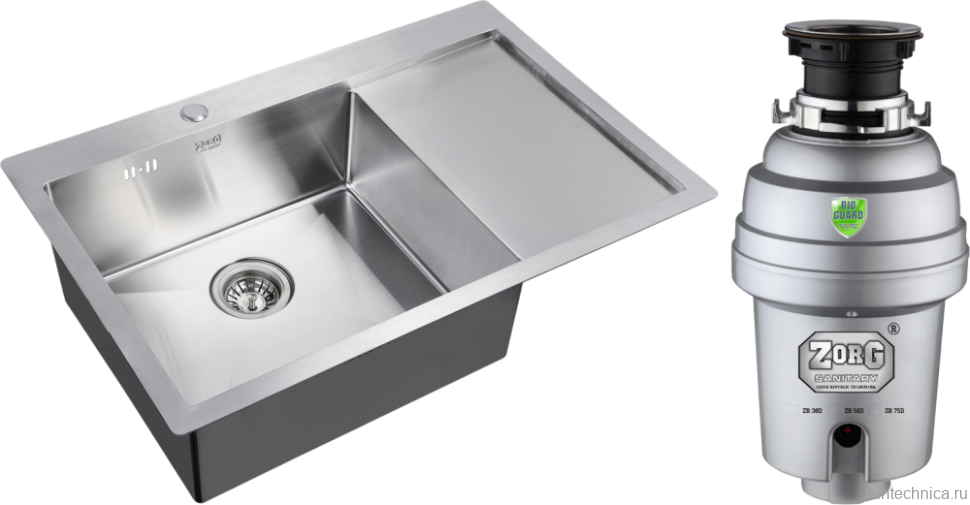 Комплект Мойка Zorg Inox R 7851 L + Измельчитель Inox D
