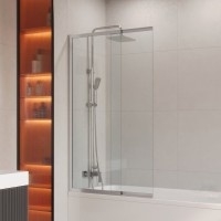 Шторка на ванну Cezares Slider VF-11-90/150-C-Cr профиль хром, стекло прозрачное
