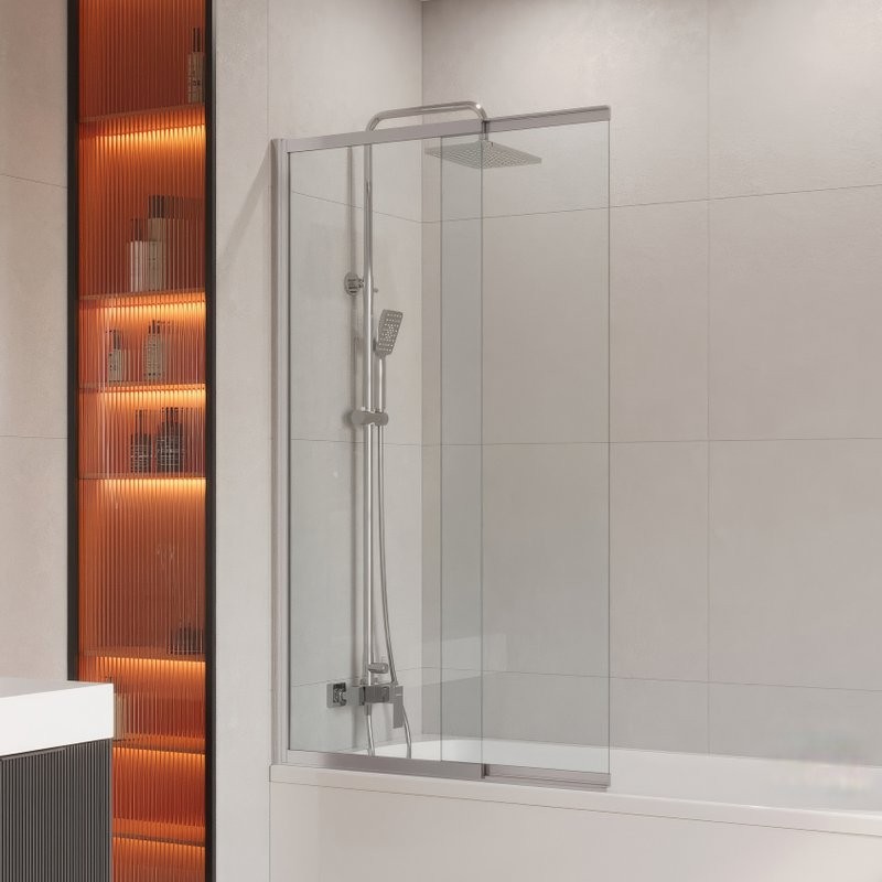 Шторка на ванну Cezares Slider VF-11-90/150-C-Cr профиль хром, стекло прозрачное