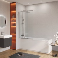 Шторка на ванну Cezares Slider VF-11-90/150-C-Cr профиль хром, стекло прозрачное