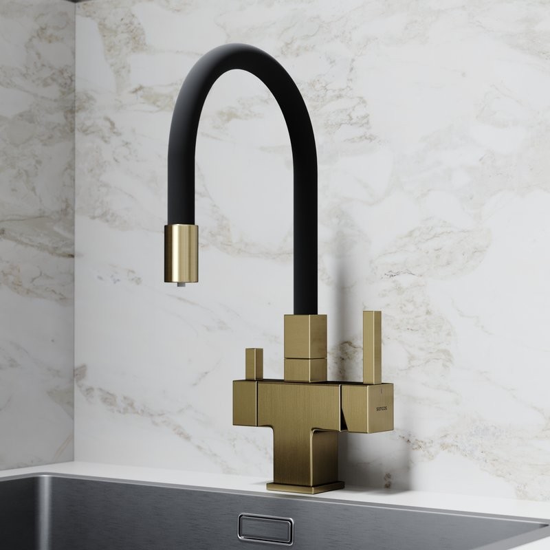 Смеситель для кухни Sancos Arno SC4005BG с гибким изливом, брашированное золото