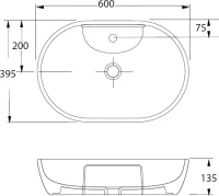 Накладная раковина beWash Bogen 88611106 60 см черная