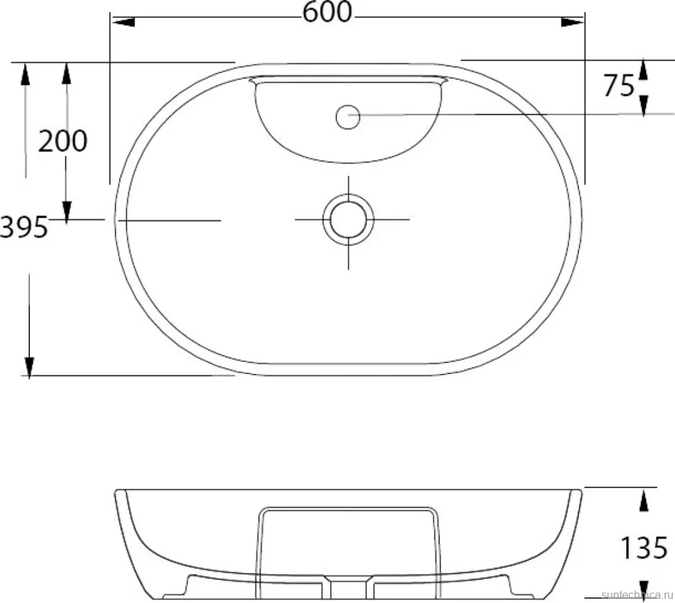 Накладная раковина beWash Bogen 88611106 60 см черная