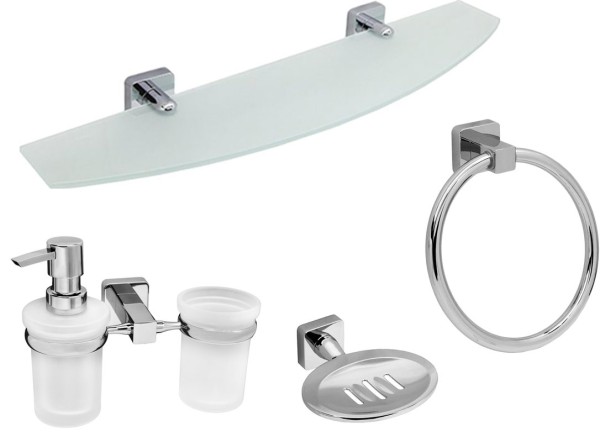 Набор Мыльница Wasserkraft Lippe K-6569 + Дозатор K-6589 + Полотенцедержатель K-6560 + Полка K-6524