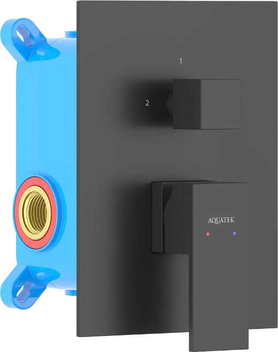 Встраиваемый смеситель для душа и ванны AQUATEK Либра AQ1646MB С ВНУТРЕННЕЙ ЧАСТЬЮ, матовый черный