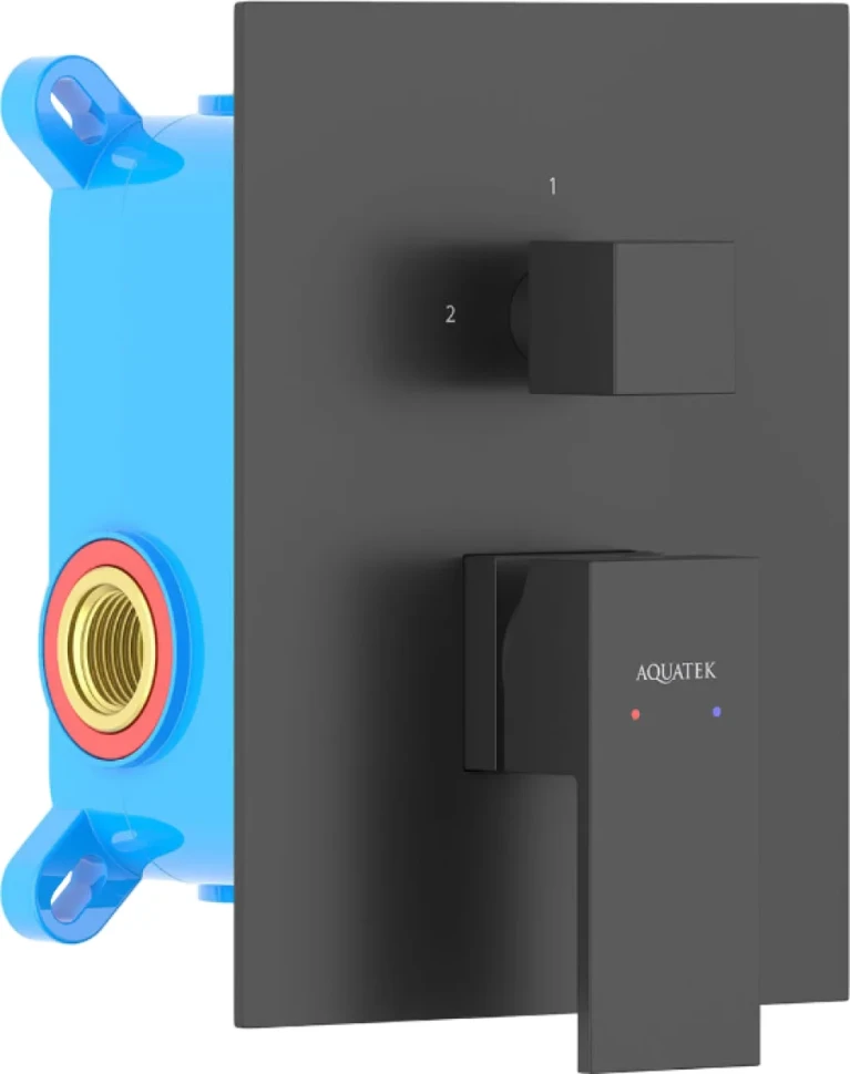 Встраиваемый смеситель для душа и ванны AQUATEK Либра AQ1646MB С ВНУТРЕННЕЙ ЧАСТЬЮ, матовый черный